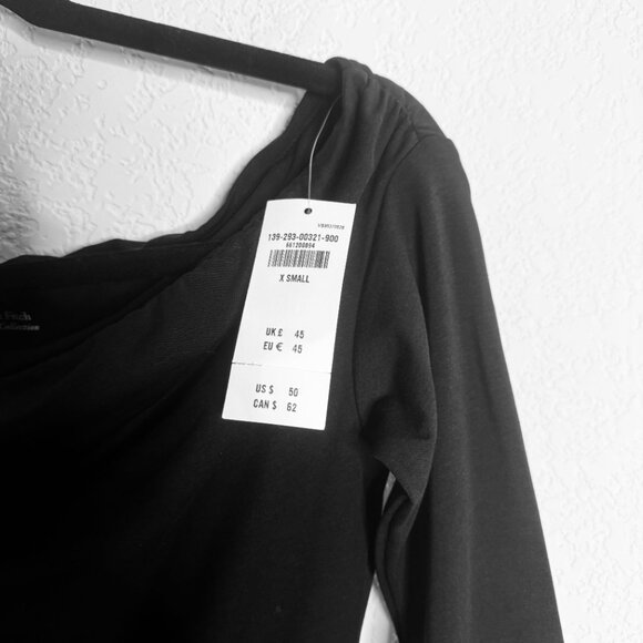 NWT Abercrombie & Fitch Top A&F Modal-Blend sz XS Black Off Shoulder Ruched - Picture 5 of 9